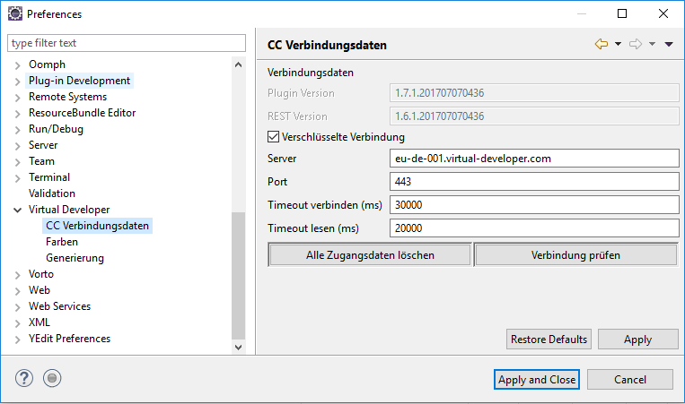 Cloud-Connector Preferences